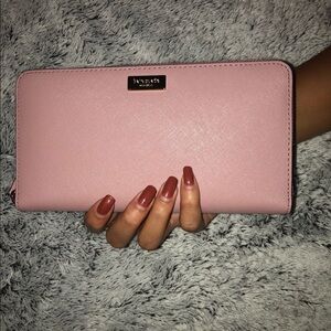 AUTHENTIC Kate Spade 100% Cow Leather Dusty Rose Pink Wallet Clean Inside EUC